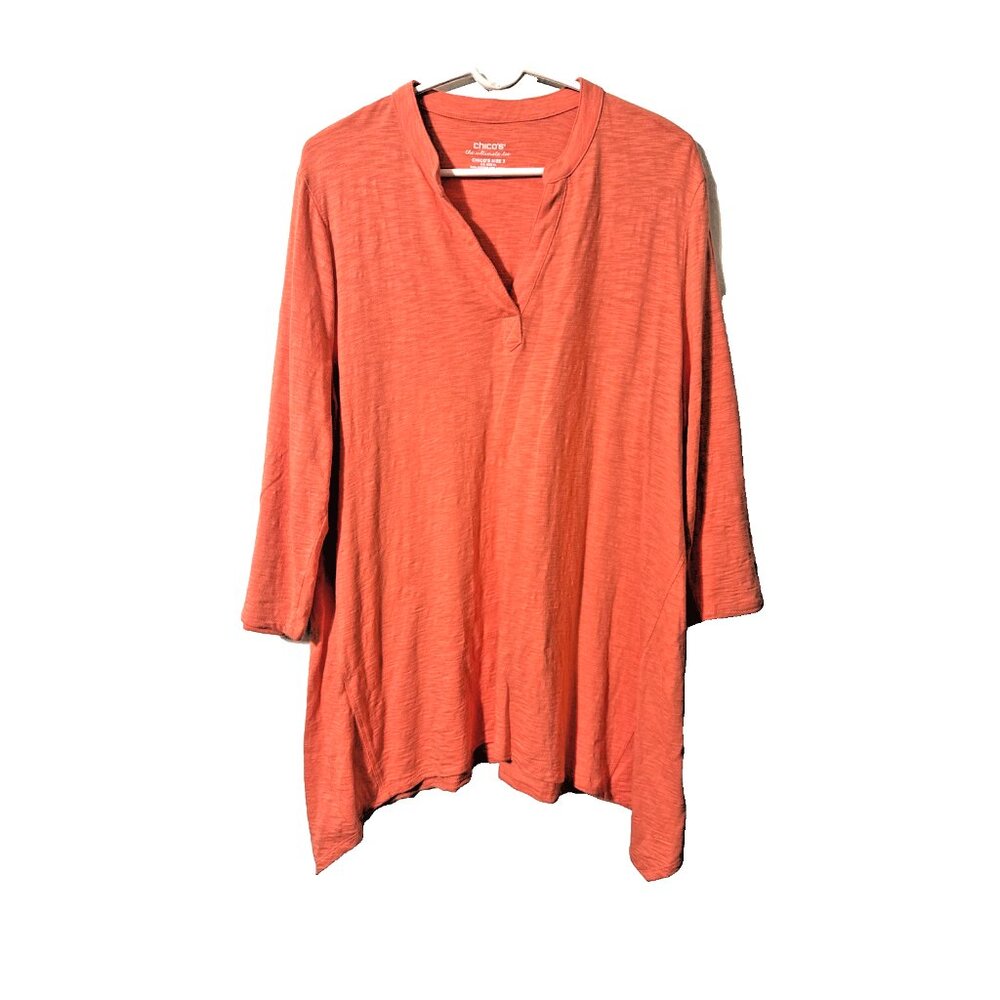 Chico's Ultimate Tee Tunic Peach Orange Shirt Size 3 or XL